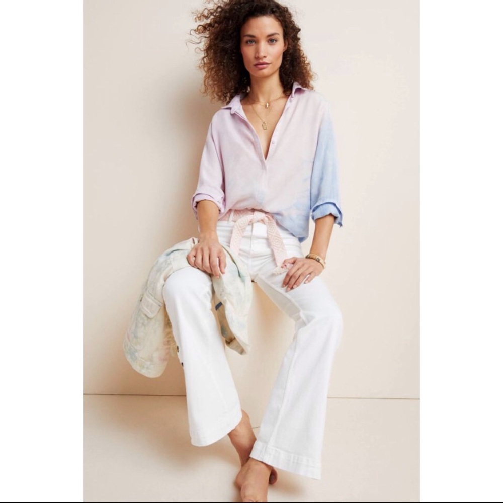 Anthropologie Cloth & Stone Tie-Dye Button Top
